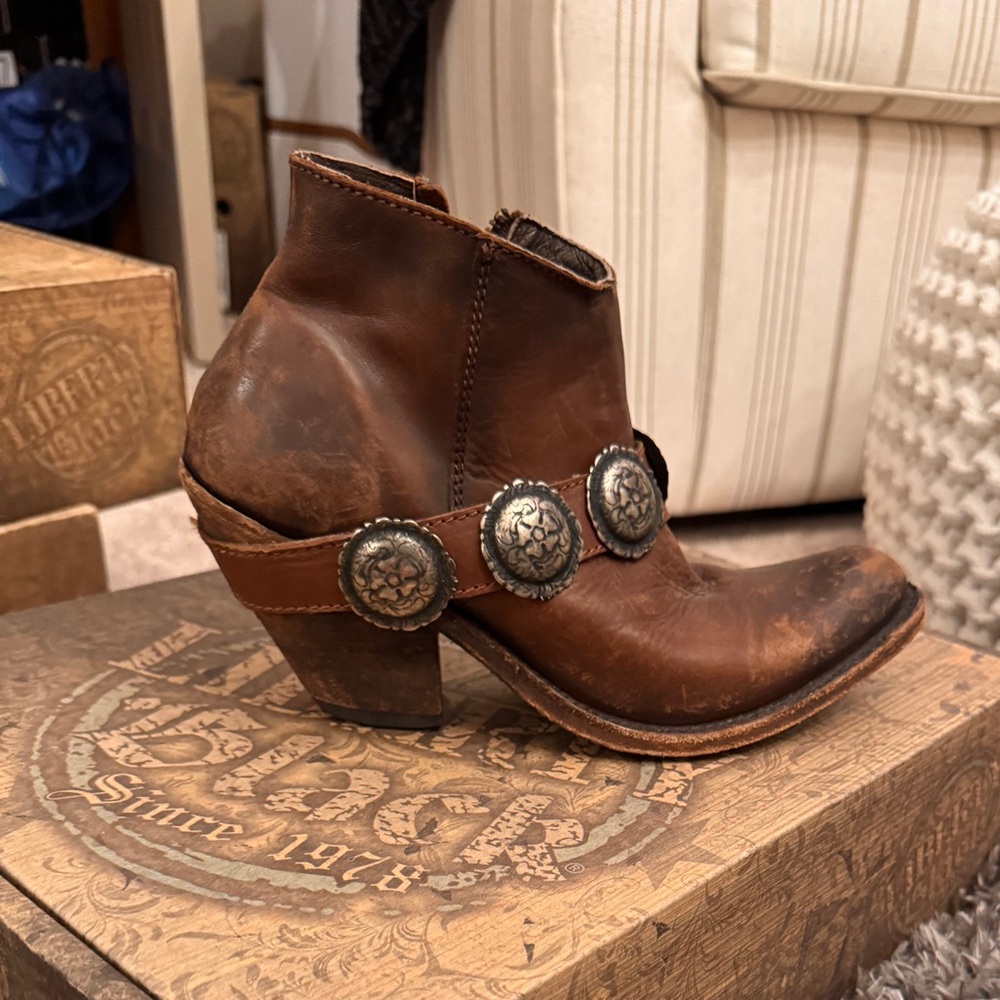 LIBERTY BLACK   Brown Ankle Boots with Silver Accents